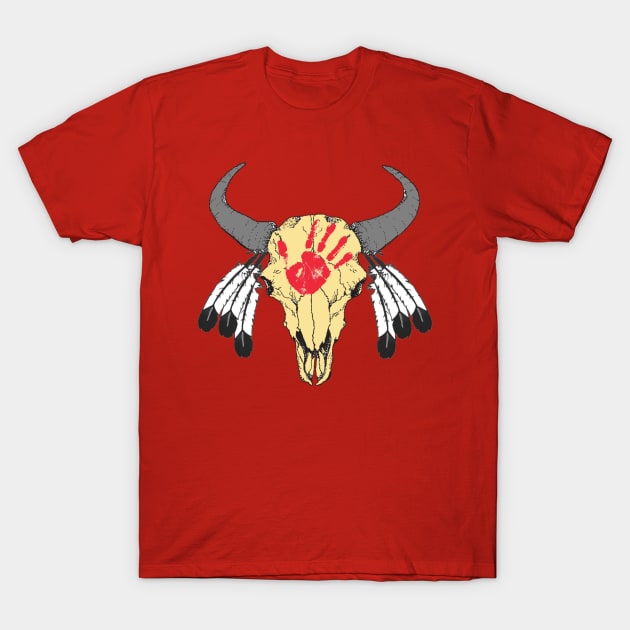 Bison Skull 4 T-Shirt by Brightfeather
